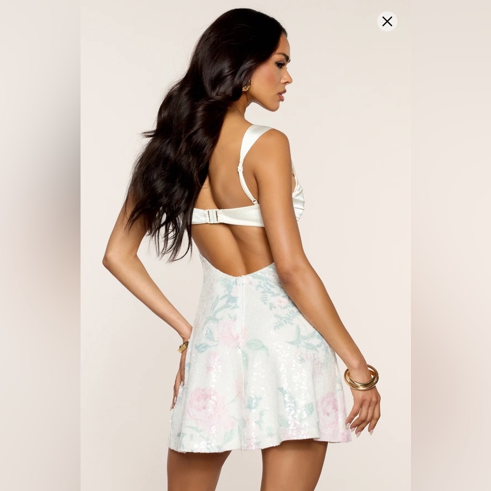 Windsor Cream Floral Sequin Mini Dress - Picture 3 of 4